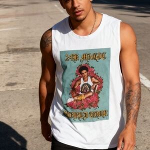 Bruno Mars Graphic T-Shirt Size M White Band Tour Concert Tee Cotton